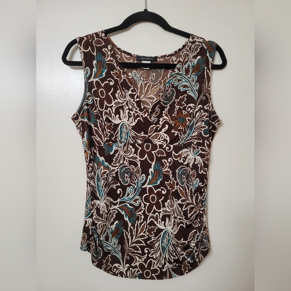 Y2K Brown and Turquoise Floral Jonden Tank Top